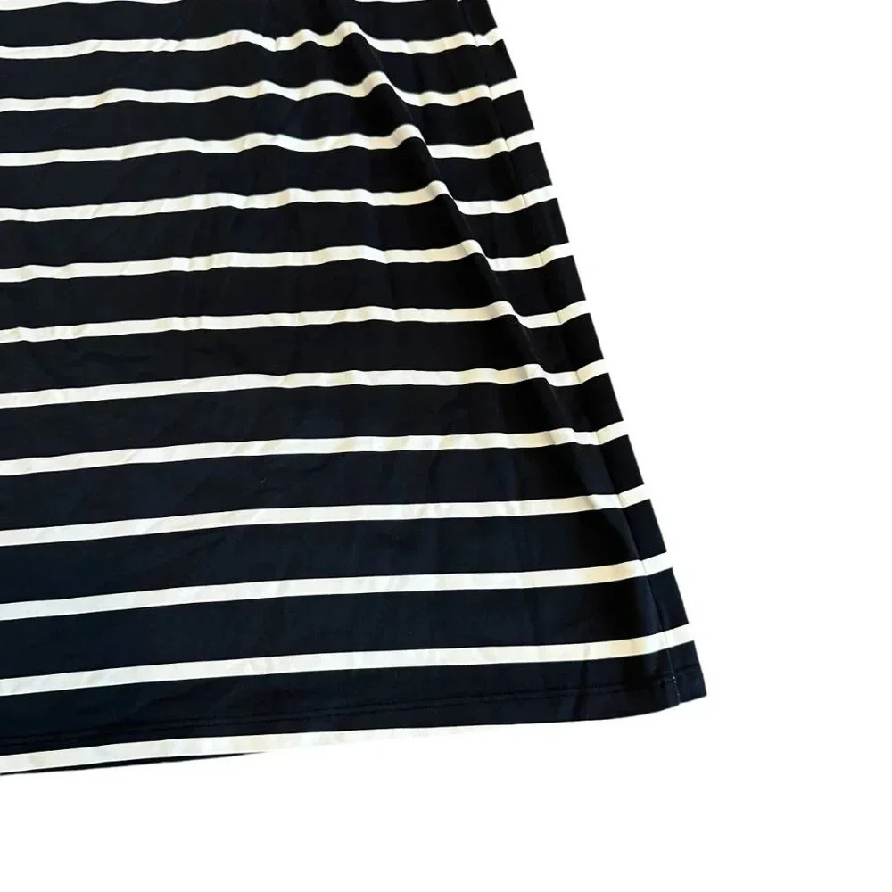 J. McLaughlin Back White Stripe Dress Shift 3/4 Sleeves Stretch Size Small Women - Picture 9 of 11